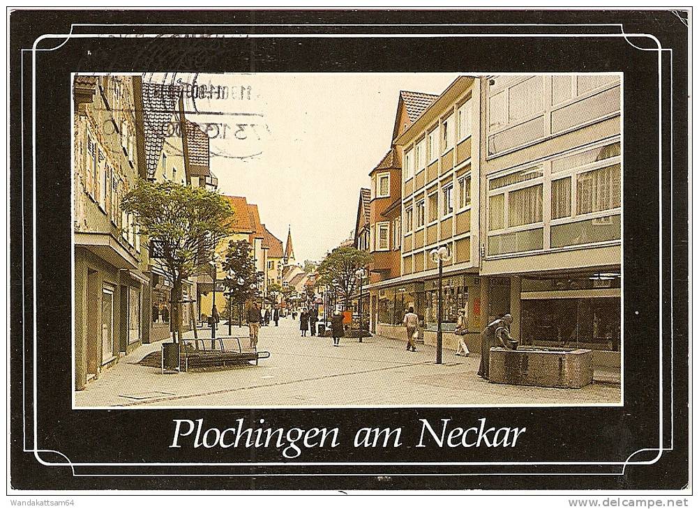 AK Plochingen Am Neckar Fußgängerzone Mit Fischbrunnen 26.11. 90 731 PLOCHINGEN Nach Tübingen Mit 1 X 60 P - Esslingen