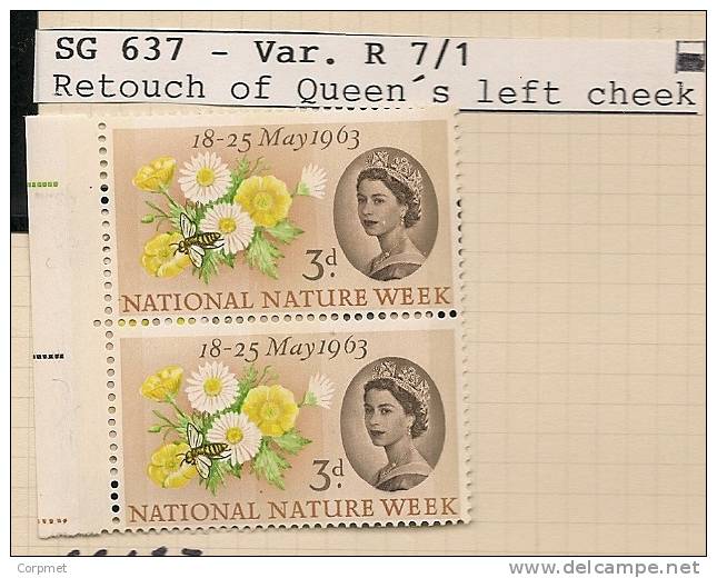 UK - Variety  SG 637p - Block Of 4 - Row 7 Stamp 1 RETOUCH To QUEEN´s LEFT CHEEK -SPEC CATALOGUE VOLUME 3 - Page 231 - Errors, Freaks & Oddities (EFOs
