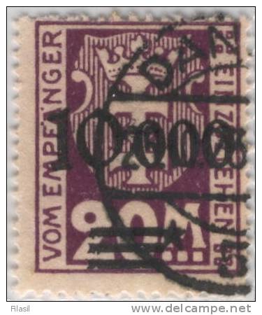 SI53D Europa Polonia DANZIG  Freie Stadt  Citta Libera 10.000 M. Su 20 M. 1921 Violetto Usato Lusso - Postage Due