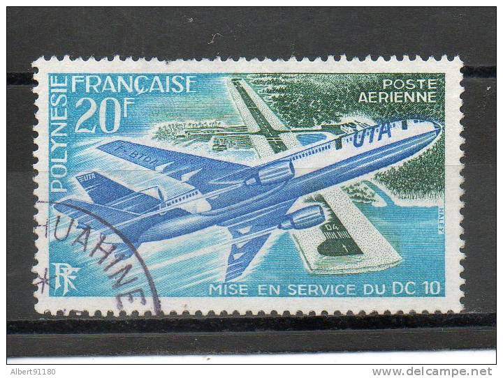 POLYNESIE P Aérienne   DC 10  20F Bleu Turquoise Vert Foncé Bleu 1973 N°74 - Oblitérés