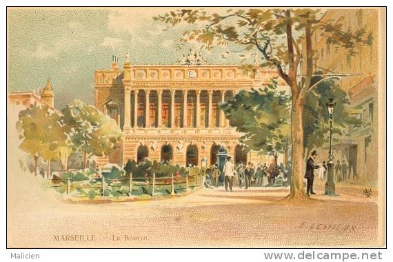 Lessieux  Illustrateur - Ref 63- Marseille - La Bourse  - Carte Bon Etat - - Lessieux