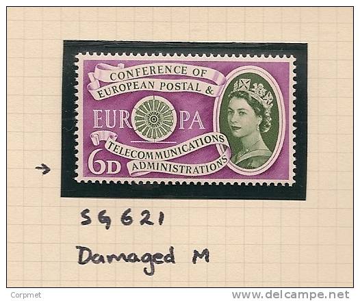 UK - Variety  SG 621 - EUROPA - Showing DAMAGED M -  MNH - Plaatfouten En Curiosa