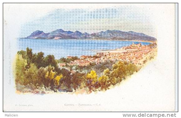 Lessieux  Illustrateur - Ref 33- Cannes -  Panorama   - Carte Bon Etat - - Lessieux