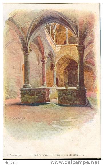 Lessieux  Illustrateur - Ref 25- Ile Saint Honorat - St Honorat - Le Cloitre Du Donjon    -carte Bon Etat - - Lessieux