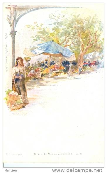 Lessieux  Illustrateur - Ref 23- Nice - Le Marche Aux Fleurs    -carte Bon Etat - - Lessieux