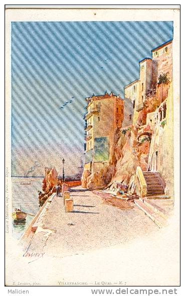 Lessieux  Illustrateur - Ref 15- Villefranche - Le Quai   -carte Bon Etat - - Lessieux