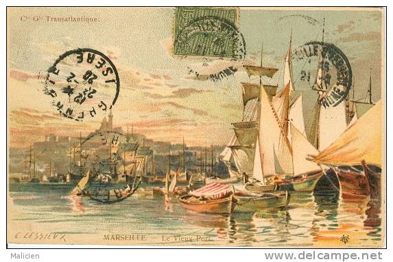 Lessieux  Illustrateur - Ref 01- Marseille - Le Vieux Port   - Carte Bon Etat - - Lessieux