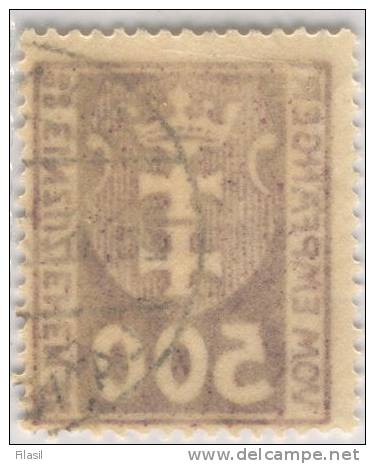 SI53D Europa Polonia DANZIG  Freie Stadt  Citta Libera 500 Pf. 1921 Violetto (scarlatto Scuro) Usato Lusso - Segnatasse