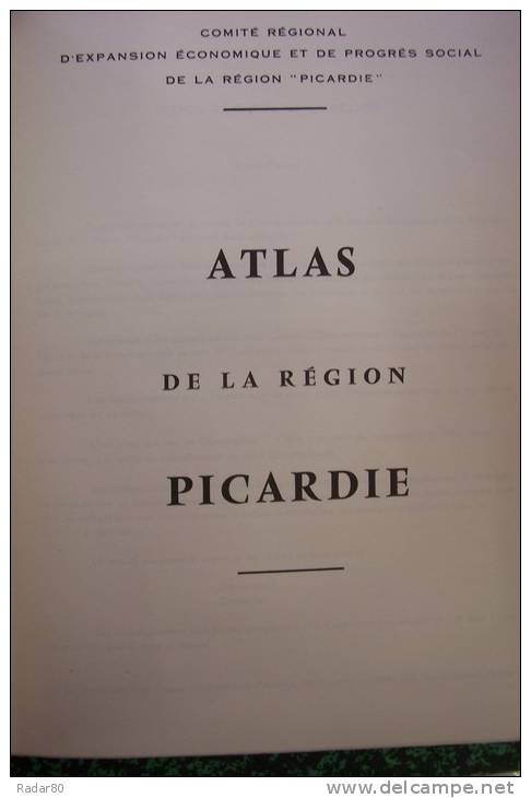 Atlas De La Région Picardie.comité Régional D'expansion économique Et De Progrès Social De La Région Picardie.vers 1962 - Picardie - Nord-Pas-de-Calais