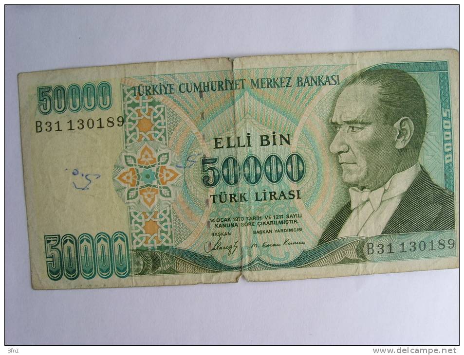 50000 TURK LIRASI --14 OCAK 1970- ETAT VOIR SCAN - Turkije