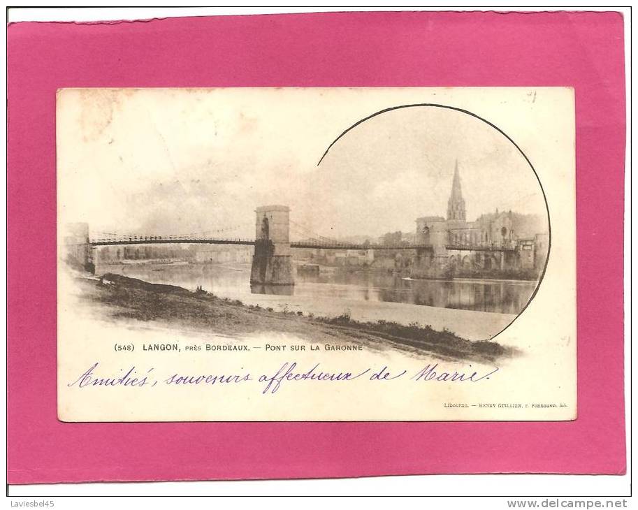 Depr 33 (Gironde) - LANGON (n°548)  PONT SUR LA GARONNE . TIMBRE ANNEE 1901 - Langon