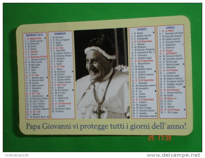 PAPA GIOVANNI XXIII - Calendarietto Anno 2012 - Edizione CASA NATALE - SOTTO Il MONTE,Bergamo - Tamaño Pequeño : 2001-...