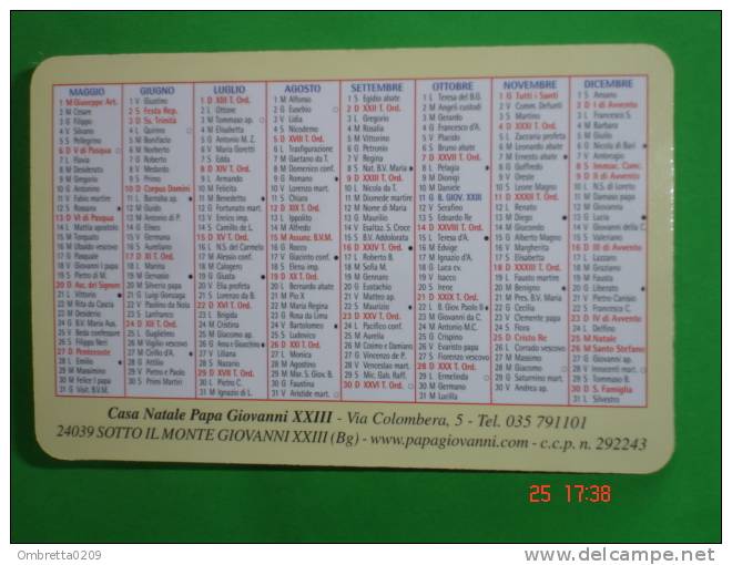 PAPA GIOVANNI XXIII - Calendarietto Anno 2012 - Edizione CASA NATALE - SOTTO Il MONTE,Bergamo - Petit Format : 2001-...
