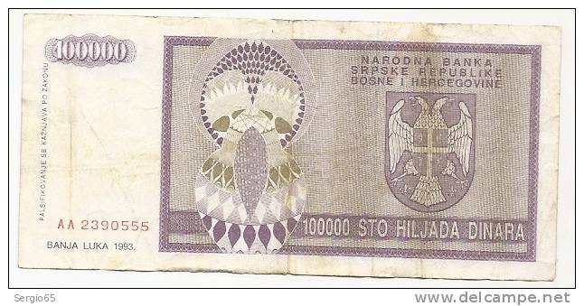 REPUBLIKA SRPSKA - 100000 DIN - 1993. - Bosnien-Herzegowina