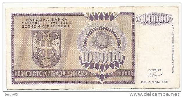 REPUBLIKA SRPSKA - 100000 DIN - 1993. - Bosnie-Herzegovine