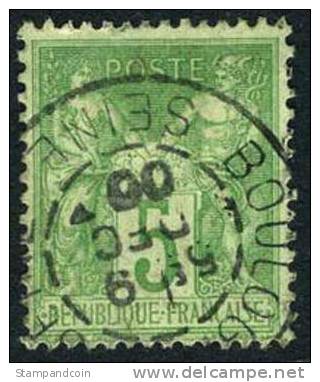 France #67 Used 5c Green Of 1876 - 1876-1878 Sage (Type I)