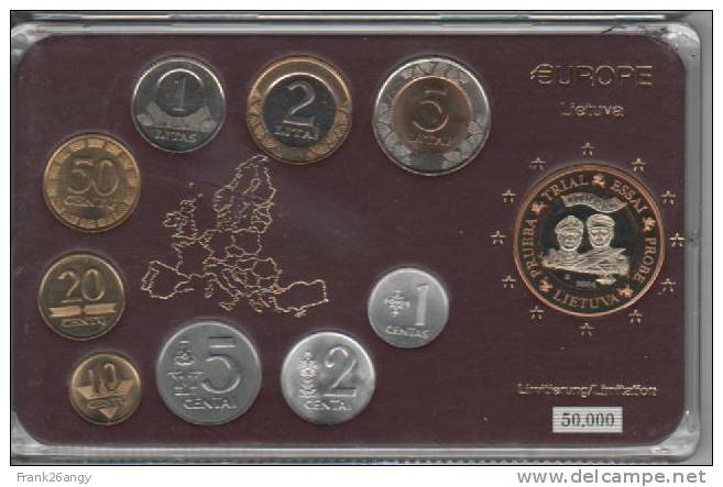 LITUANIA - 1991/2001 - 1c./5Litai - 9coins + Prova Cpl. Set On Blister FDC - Lituanie