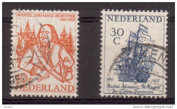 Nederland (AP) 1957 Nr 693+694 De Ruyterzegels Schip - Usados