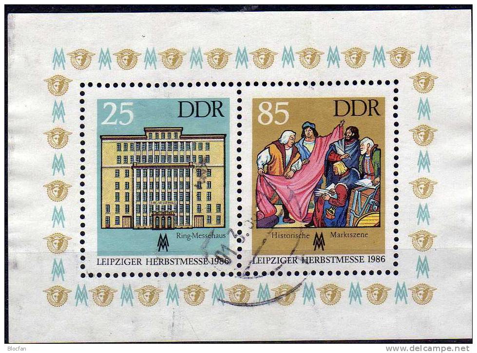 Herbst-Messe 1986 Ringmesse-Haus Leipzig DDR 3038/9, ZD+ Block 85 O 9€ Markt-Szene Messestadt History Sheet From Germany - Used Stamps