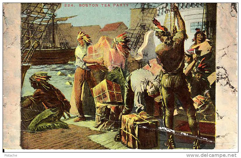 Boston Tea Party # 224 - Travelled 1913 - Stamp & Postmark - Mason Bros. - 2 Scans - Boston