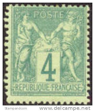 France #66 Mint Hinged 4c Green From 1876 - 1876-1878 Sage (Type I)