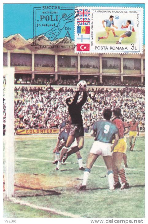 Coupe Du Monde De Football ITALIA 1990, Oblitération Roumanie,CM,cartes Maximum,MAXI CARD. - 1990 – Italy