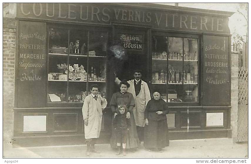 Carte Photo à Identifier   Vitrerie  Mercerie Parfumerie   Maison C. Cousin Animée  N° 1403 - Artisanat