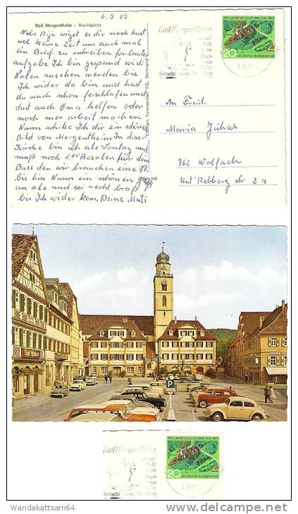 AK 516663 Bad Mergentheim - Marktplatz VW-Käfer -6.12.69 - 18 699 BAD MERGENTHEIM Werbestempel Bad Mergentheim Heilt - Bad Mergentheim