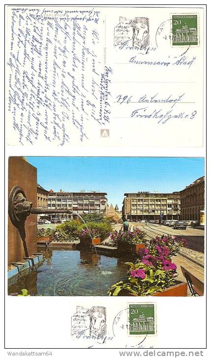 AK KARLSRUHE Marktplatz -7. 7. 70--7 KARLSRUHE 2 Nach Aulendorf Mit 1 X 20 PF DEUTSCHE BUNDESPOST"Brandenburger Tor" - Karlsruhe