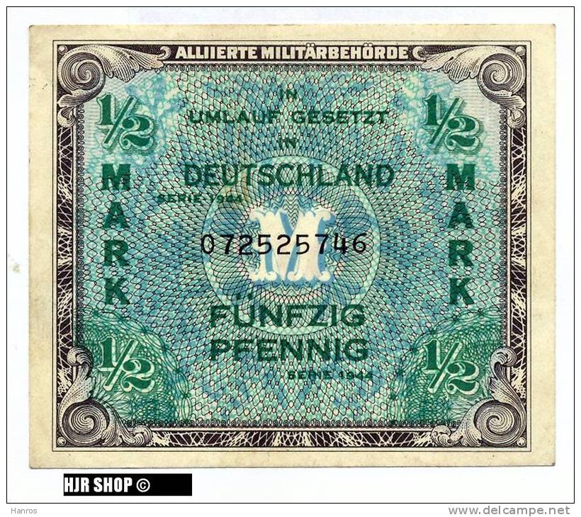 Deutschland Unter Alliierter Besetzung 1945-1948, Rosenberg 200a. 1/2 Mark 1944 - 1/2 Mark