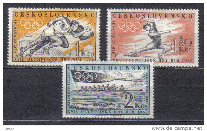 Czechoslovakia MI 1206-1208 Summer Olympics 1960 MH HINGED - Neufs