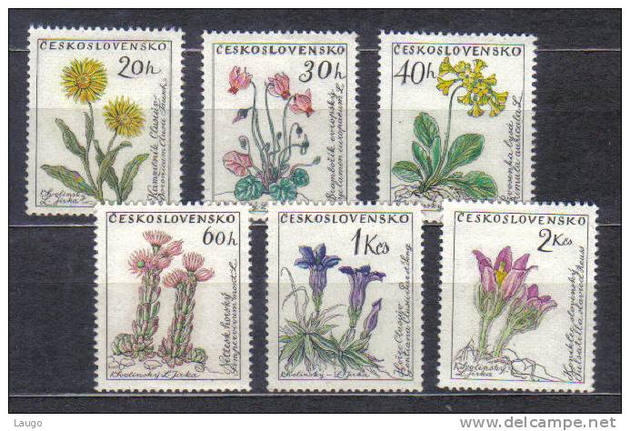 Czechoslovakia MI 1234-1239  Mountain Flowers  1960 MH HINGED - Unused Stamps