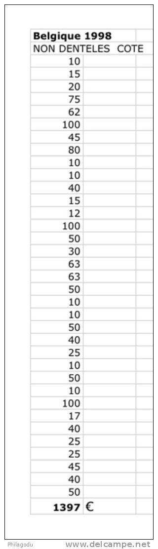 Année 1998  NON DENTELES  ONGETAND  Cote 1397 E  =  Un Cadeau Original - Jahressätze