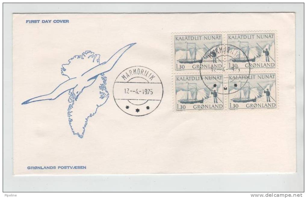 Greenland FDC Block Of 4 17-4-1975 The Schooner SEAHORSE With Cachet - Other & Unclassified