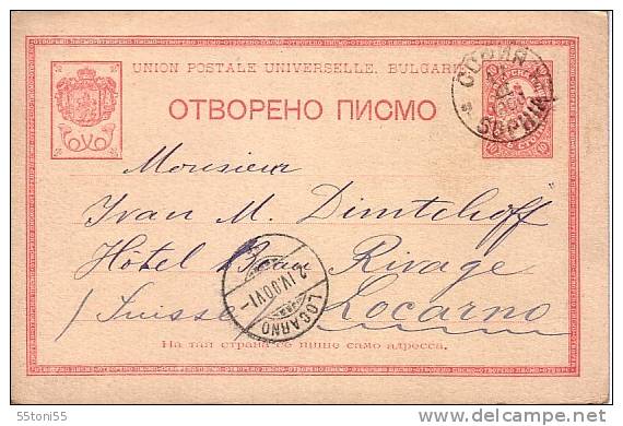 Bulgaria Bulgarie Bulgarien  Postal Card - Big Lion Circulées /travel 1900 SOFIA  To  LOCARNO - Briefe U. Dokumente