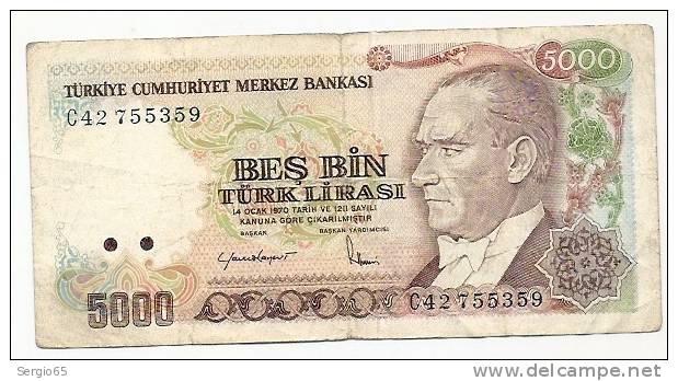 5000 Lirasi - 1970 - Turquie