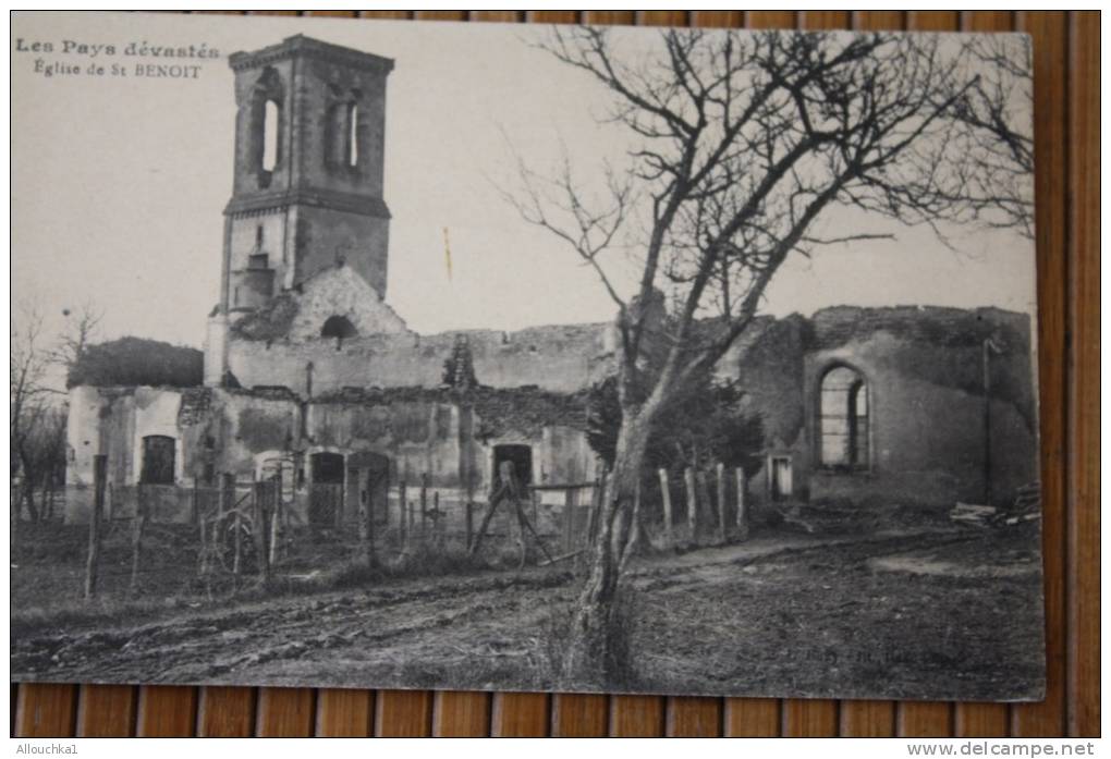 CPA De Saint-Benoît EGLISE Département De Vienne En Région Poitou-Charentes LE PAYS DEVASTE PAR LA GUERRE 14/18 - Saint Benoit