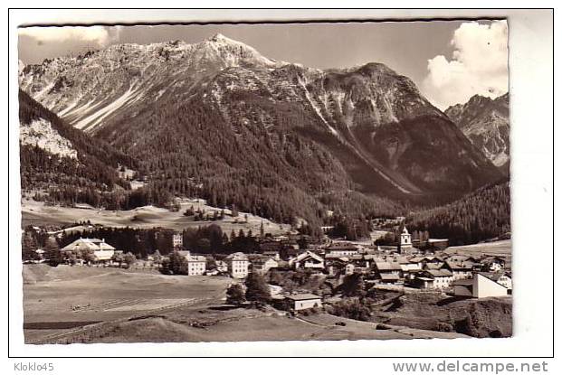 Suisse - Bergün Bravuogn (1376 M) - Vue Du Village Du Haut De La Colline Au Fond Les Montagnes - CPSM Cachet Postal - Bergün/Bravuogn