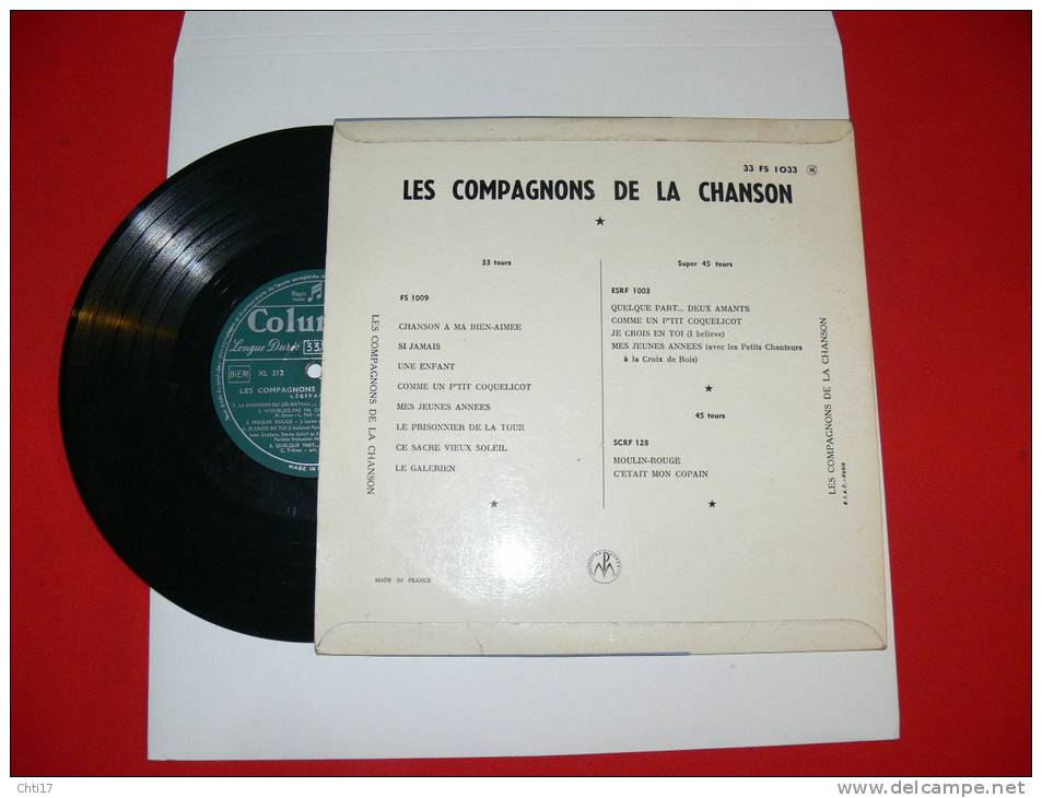 LES COMPAGNONS DE LA CHANSON " DEUXIEME RECITAL  "33T 25 CM EDIT COLUMBIA - Ediciones De Colección