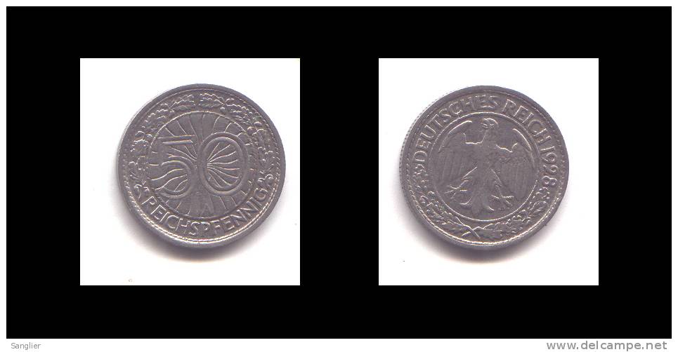 50 REICHPFENNIG 1928 A - 50 Renten- & 50 Reichspfennig