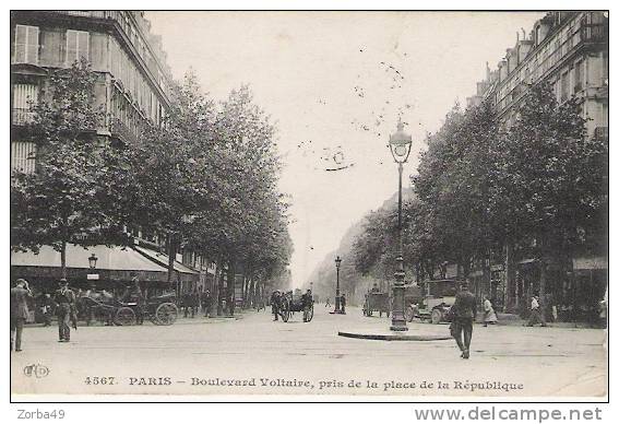 PARIS Bd Voltaire De La Place De La République Animée 1913 - Paris (11)