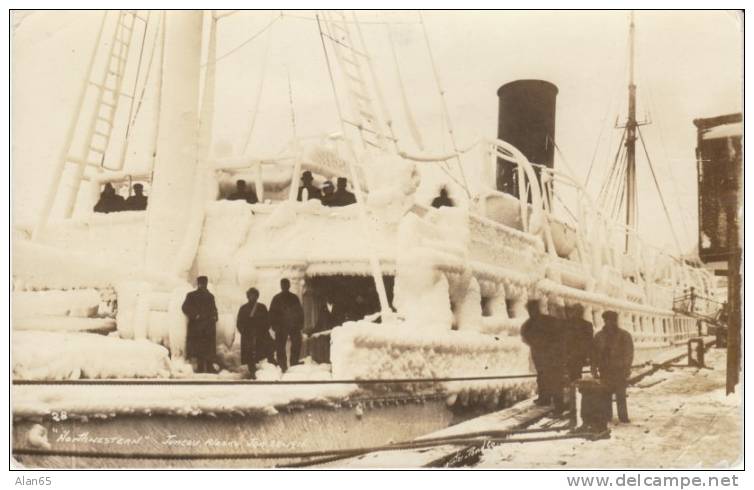 Juneau AK Alaska, Ship 'Northwest' Covered In Ice And Snow, C1910s/20s Vintage Real Photo Postcard - Juneau