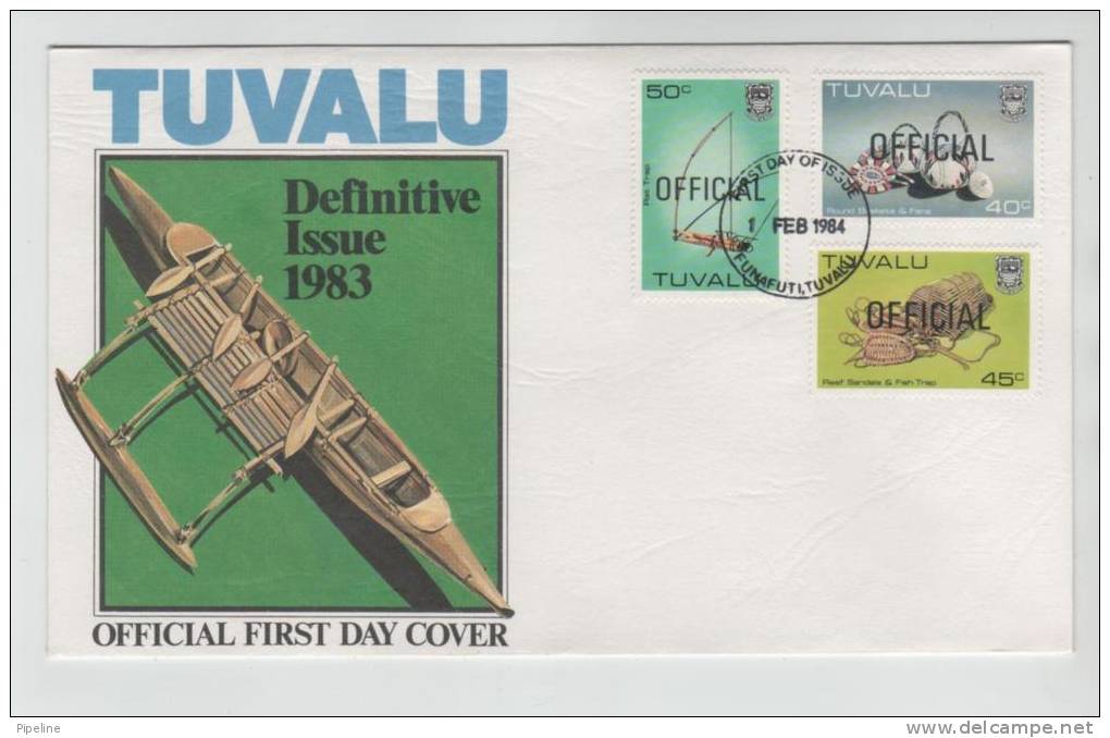 Tuvalu Definitive Issue 1983 Overprinted OFFICIAL 1-2-1984 With Cachet - Tuvalu (fr. Elliceinseln)