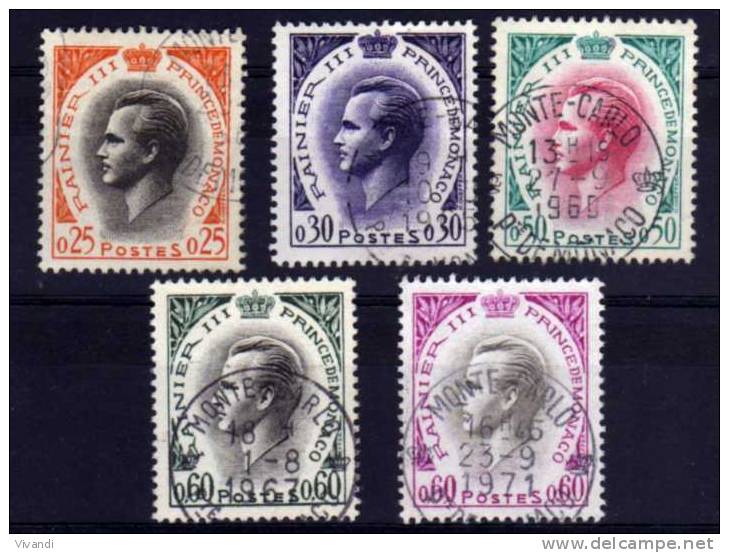 Monaco - 1960/71 - Prince Rainier II (Part Set) - Used - Gebraucht