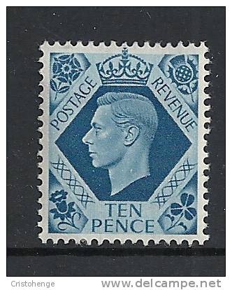 Great Britain KGVI 1937-47 10d Turquoise-blue Definitive HM - Unused Stamps