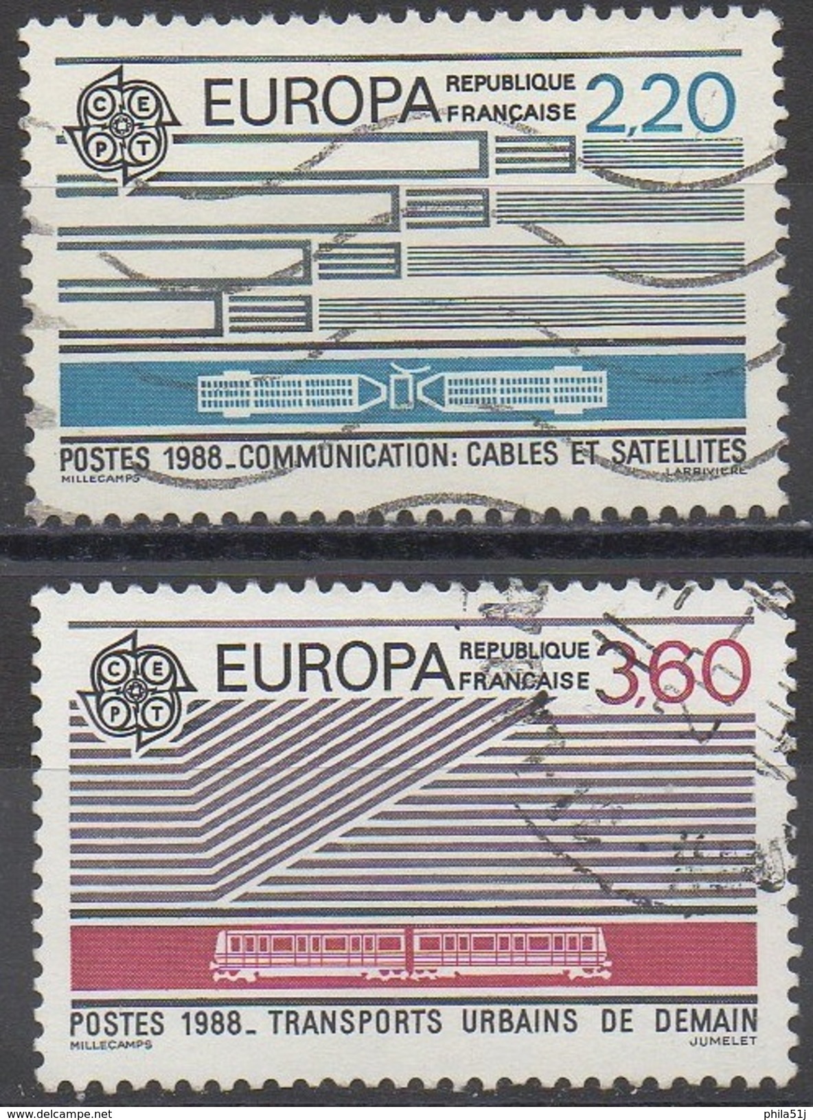 EUROPA  FRANCE  N°2531/2532___O BL  VOIR  SCAN - 1988