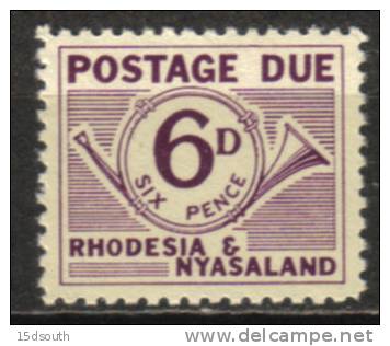 Rhodesia & Nyasaland - 1961 Postage Due 6d MNH** - Rhodesië & Nyasaland (1954-1963)