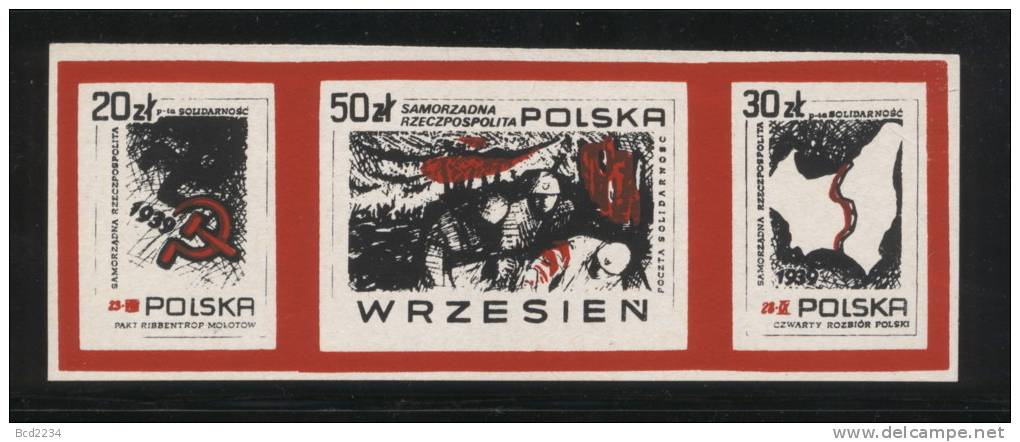 POLAND SOLIDARNOSC SOLIDARITY SEPT 1939 4TH PARTITION BY GERMANY & RUSSIA (SOLID0149/0296) Ribbentrop Molotov Maps WW2 - Etichette Di Fantasia