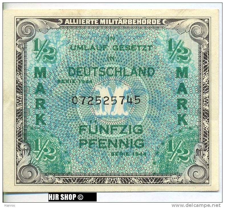 Deutschland Unter Alliierter Besetzung 1945-1948 Rosenberg 200a. 1/2 Mark 1944 - 1/2 Mark