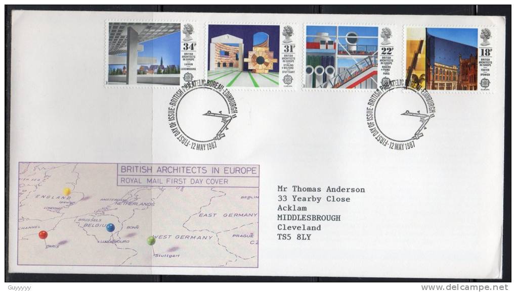 Grande-Bretagne - FDC - 1987 - Architectes Britanniques En Europe - 1981-1990 Decimal Issues